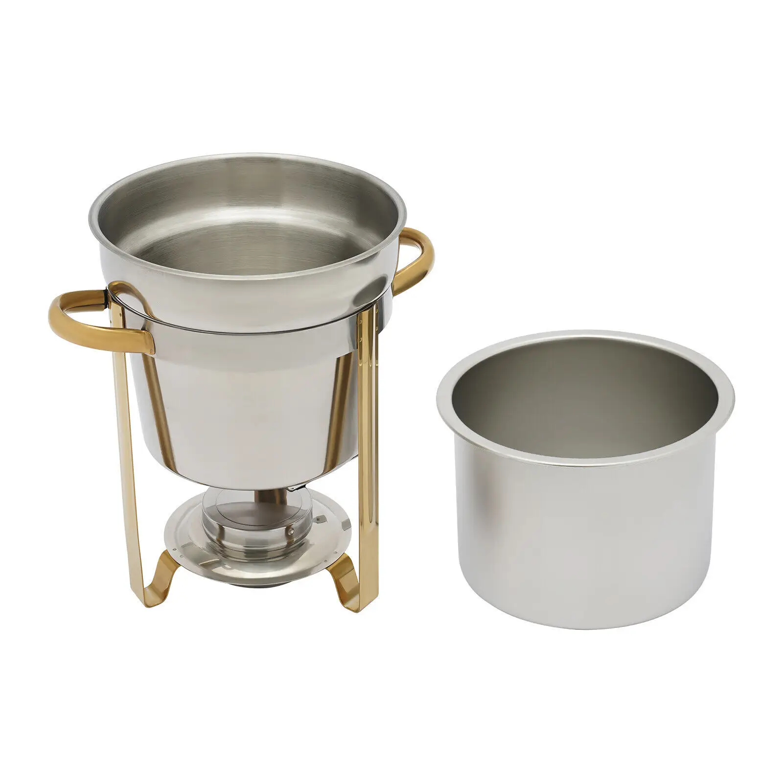 7L Gold ขนาดเต็มรอบซุป Chafer สแตนเลสบุฟเฟ่ต์เซิร์ฟเวอร์เครื่องอุ่นอาหาร
