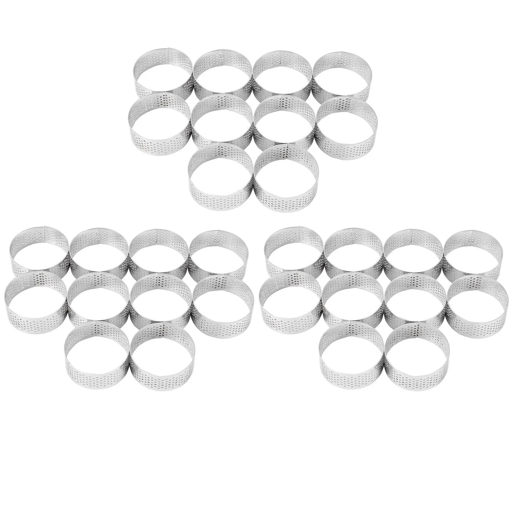 HOT SALE 30 Pack 5Cm Stainless Steel Tart Ring, Heat-Resistant Perforated Cake Mousse Ring, Round Ring Baking Doughnut Tools