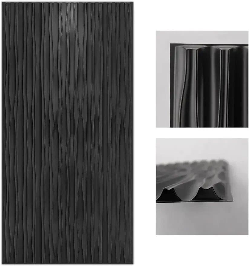 

Art3d Black Large PVC 3D Wall Panels for Interior Wall Décor, Drop Ceiling Tile 2x4, 3D Textured