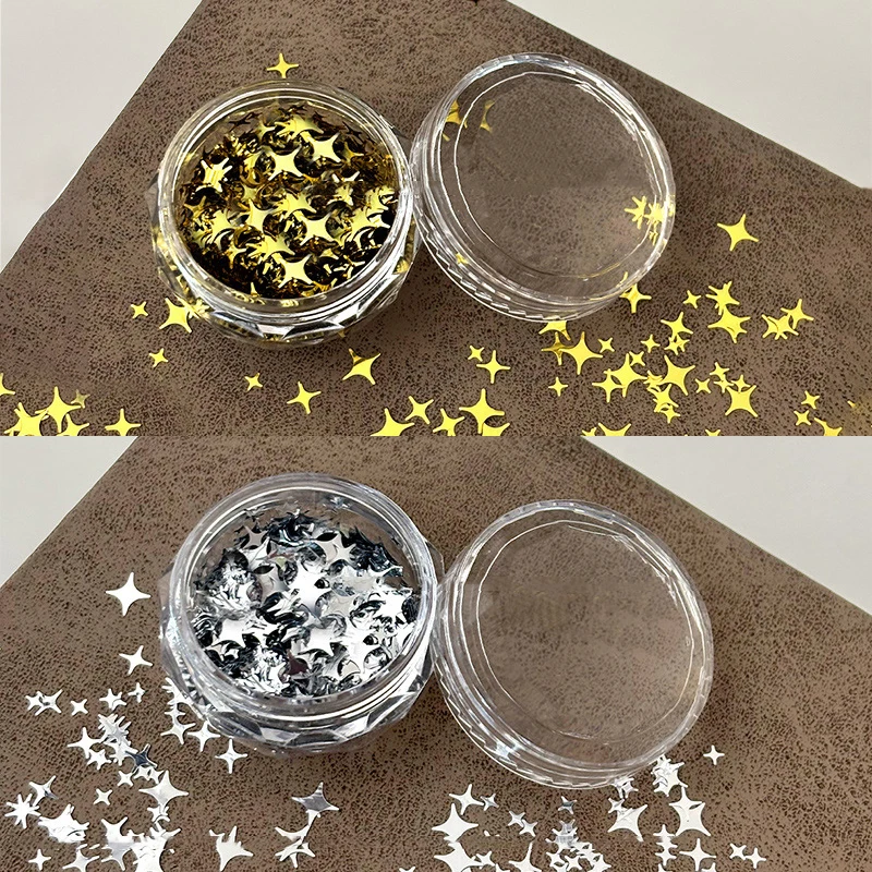 1 caja de purpurina para uñas con forma de estrella, lentejuelas, copos brillantes, abalorios para decoración de uñas, accesorios de rebanadas DIY