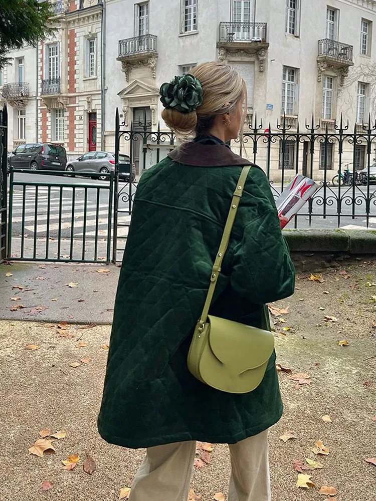 Chaquetas elegantes de retazos con dos bolsillos y solapa para mujer, abrigo Vintage de manga larga con una sola botonadura, abrigos de oficina para mujer 2024