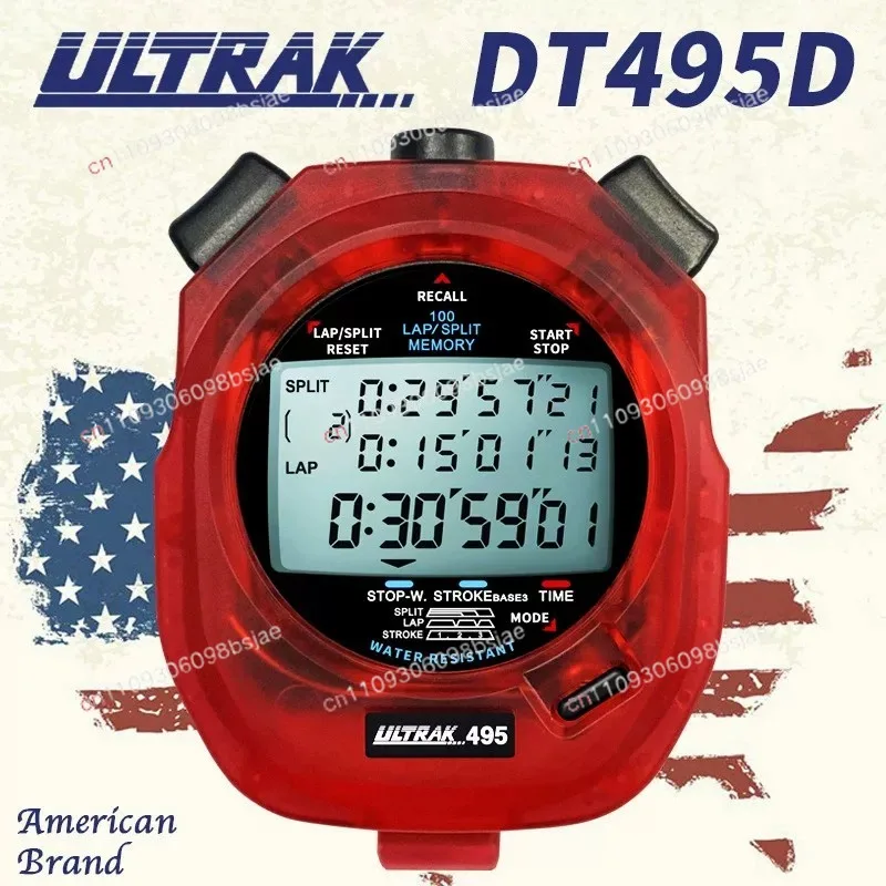 Electronic stopwatch DT495D Dingerzhi ULTRAK100 track 3 line timer track and field training transparent