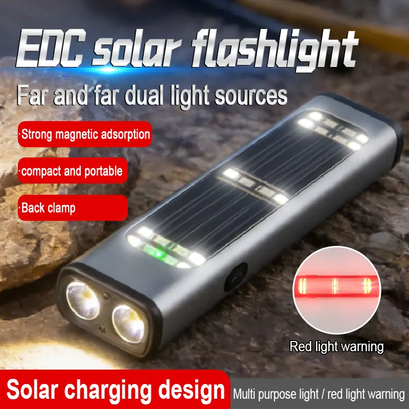 Solar Powerful COB LED Work Light Car Garage Mechanic Lamp USB Rechargeable Flashlight Magnetic Torch Emergency Light Warning
