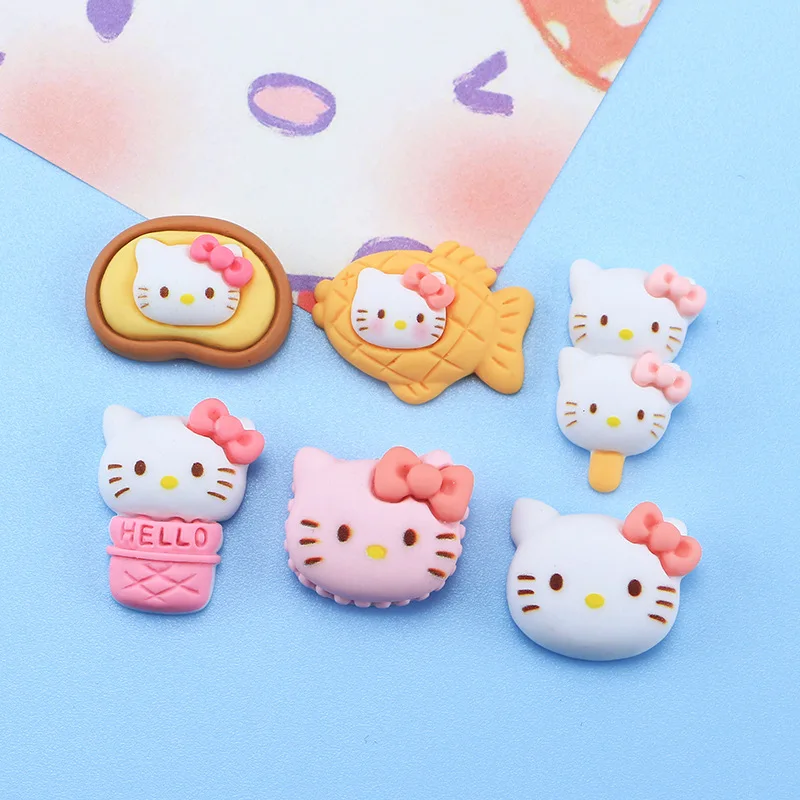 10pcs Sanrio Snapper Hello Kitty handmade accessories DIY hole shoe buckle accessories decoration hair clip resin accessories