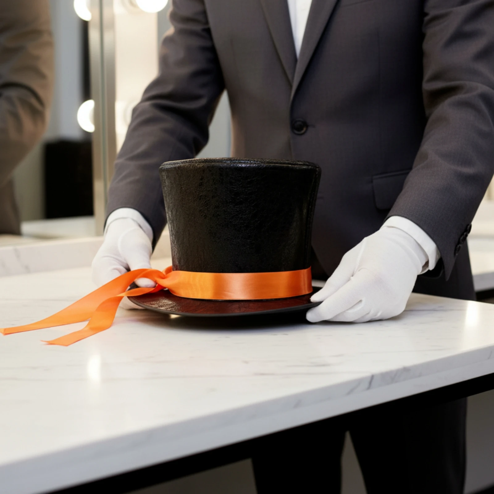 Formal Costume Top Hat Wide-Brim Top Hat with Ribbon Headwear Classic Long-Lasting for Magicians, Sorcery Shows, Theater