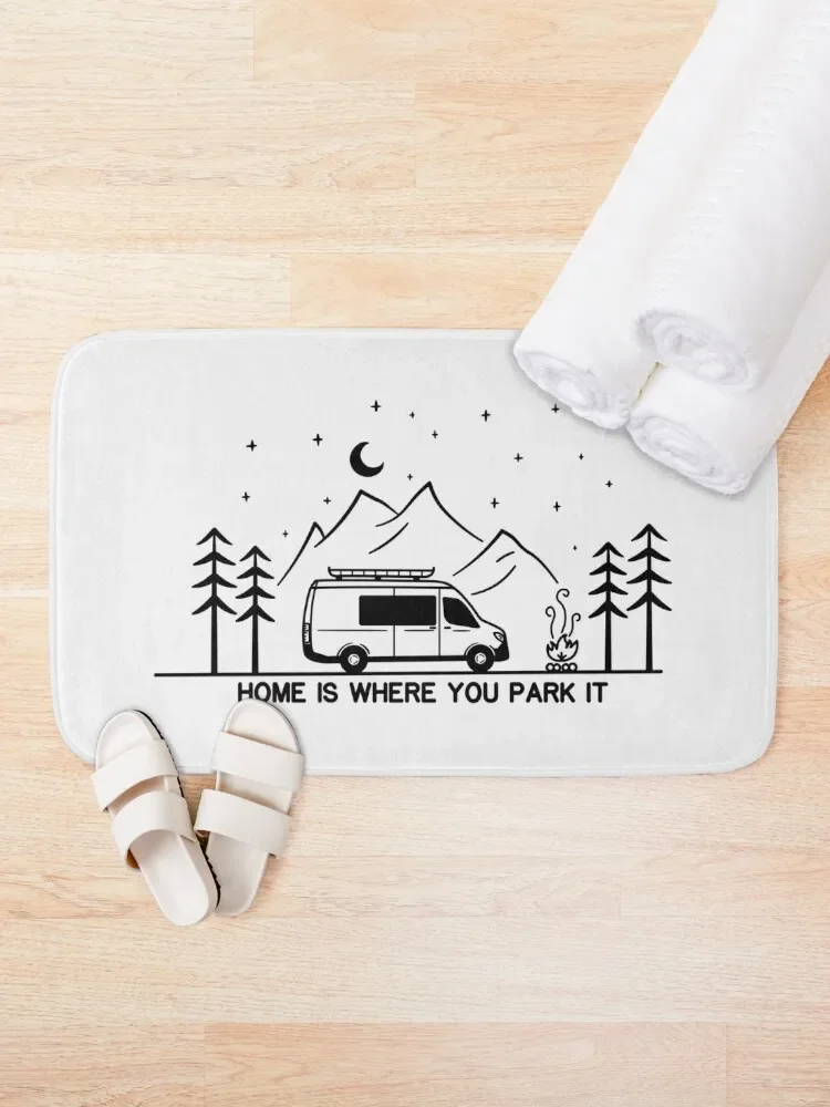 Home is Where You Park It | Vanlife | Campervan | Camping Outdoors RV Bath Mat Anti-Skid Shower Home Decor Mat