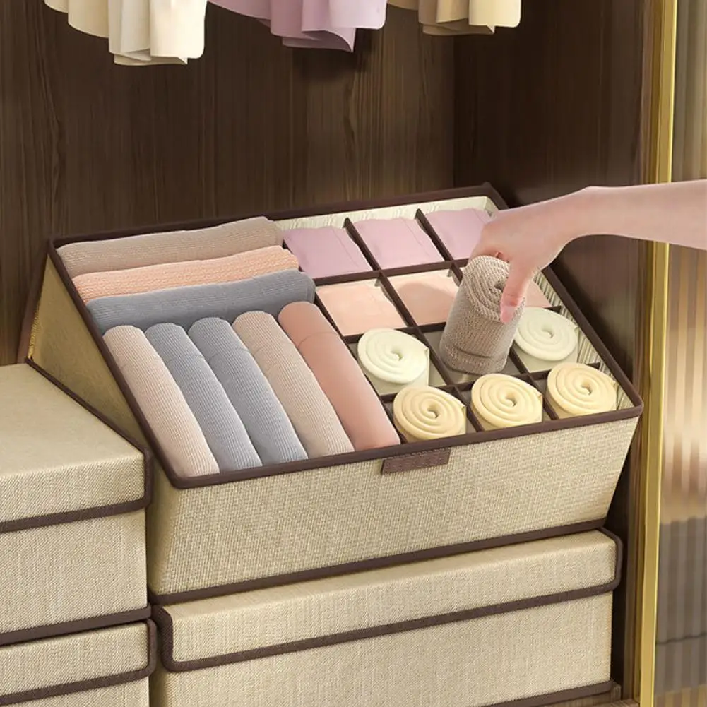 

Eco Friendly Underwear Storage Box Odorless Moisture Proof Foldable Partition Design for Socks Clothes Space Saving Stackab D6L9