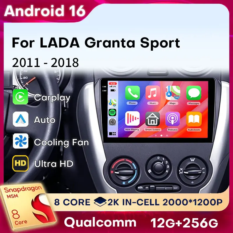 Wireless CarPlay Android Auto For LADA Granta Sport 2011-2018 Android 16 8 Core Car Radio Stereo Multimedia GPS 2 DIN Autoradio