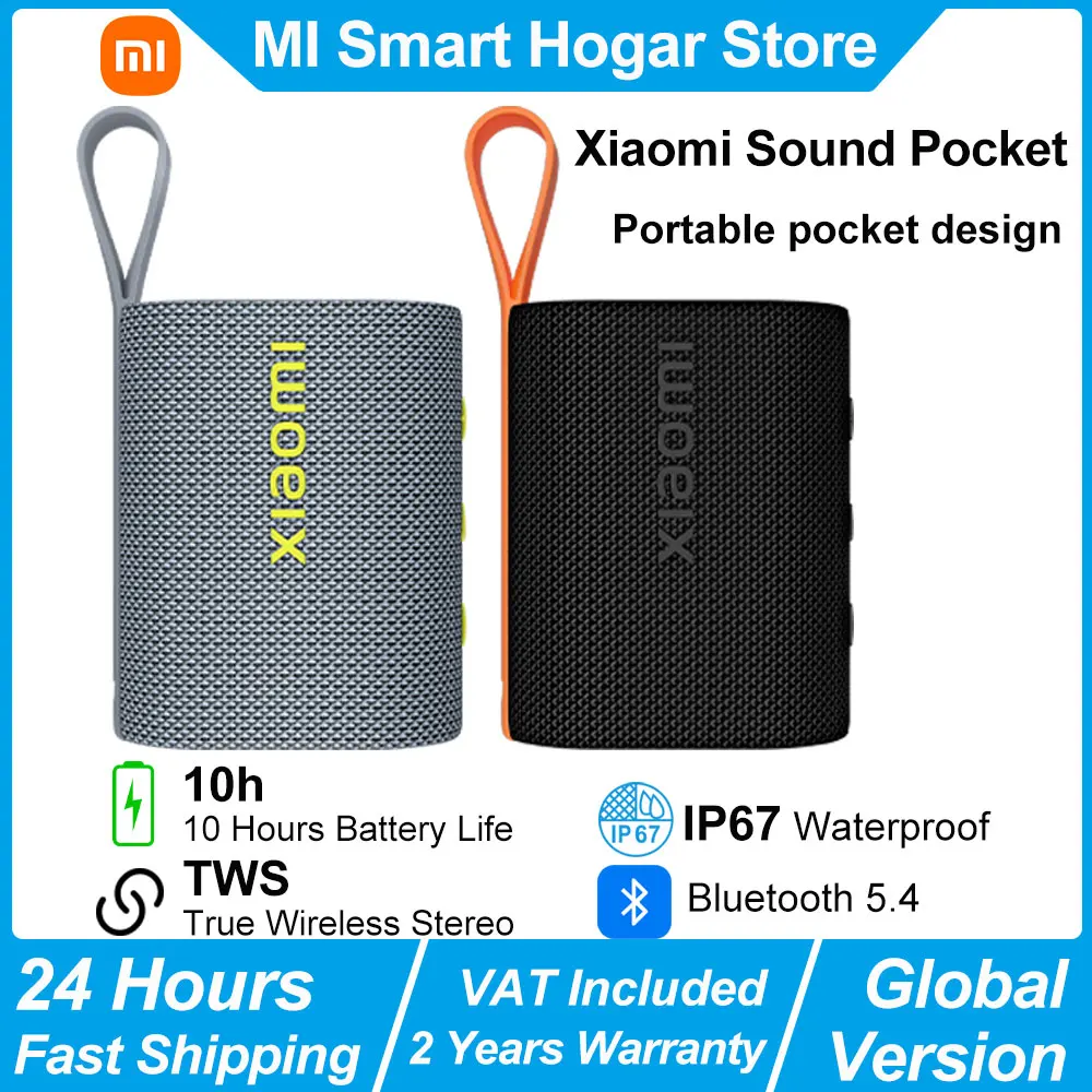 NEUER Xiaomi Sound Pocket, Tragbarer Kabelloser Lautsprecher, TWS Stereo Combo, 10h Akkulaufzeit 1000mAh, Leichter 5W Ausgangsleistung Lautsprecher, Bluetooth 5.4