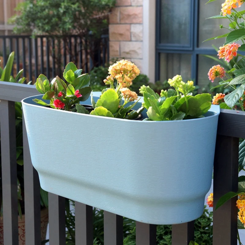 Semi Circular Wall Hanging Railing Flower Plastic Pots Baskets Suitable For Balcony Fence Garden Outdoor Indoor