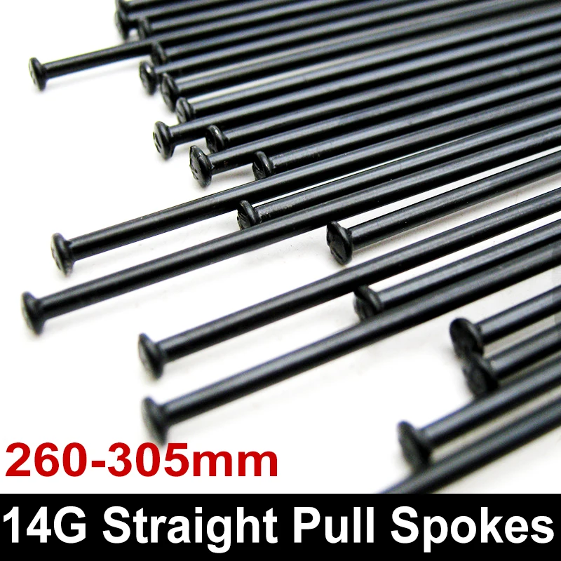 20 Piezas de Radios de Bicicleta Rectos Negros de 14G, Radios de Acero para Bicicleta de Montaña, Radios Rectos de 260-305 mm, Radios de Bicicleta Súper Ligeros
