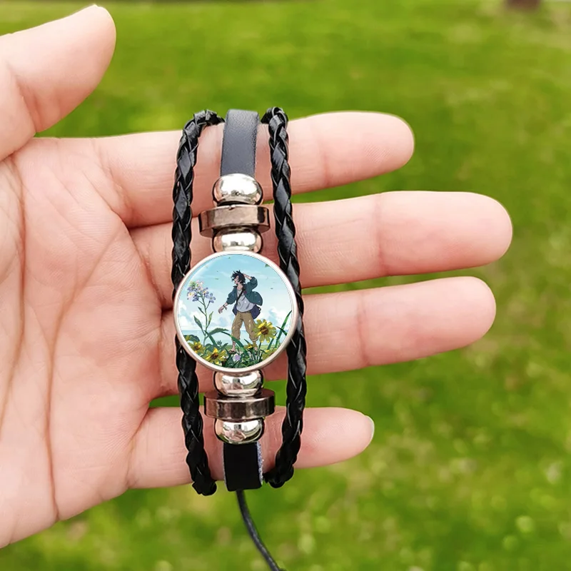 Umibe No Etranger Leather Bracelet Seaside Stranger Shun Mio Figure Glass Dome Handmade Bracelets Anime Wristband Fans Souvenirs