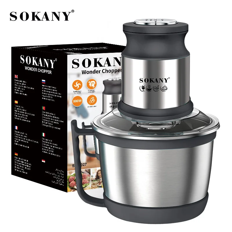 مفرمة لحم كهربائية متعددة الوظائف من الفولاذ المقاوم للصدأ سعة 3 لتر، محضر طعام تكميلي كهربائي بقدرة 800 وات