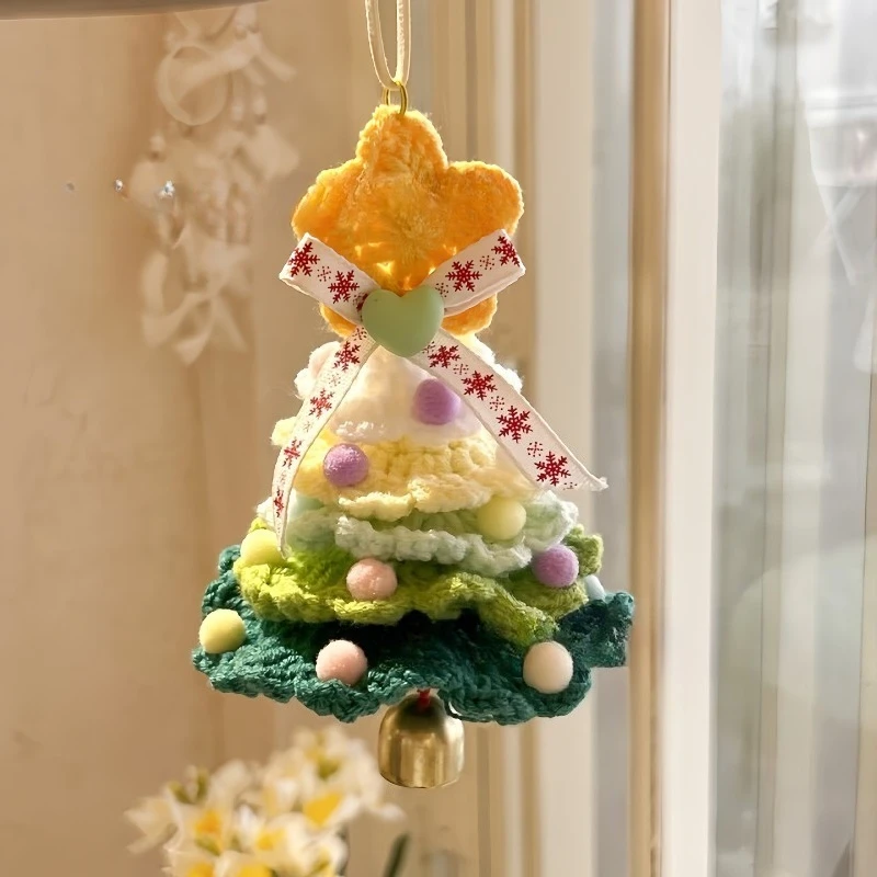 New Crochet Christmas Tree Hanging Decor Hand Knitted Pendant Car Wall Home Xmas Festival Souvenir Gift