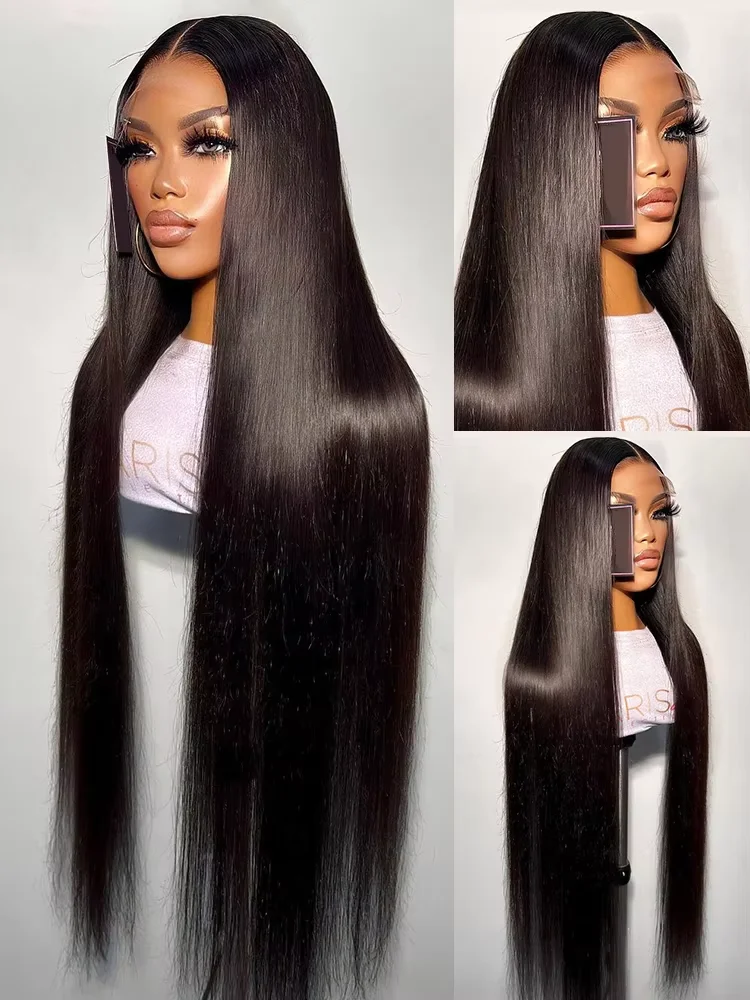 30 Inch 13x4 13X6 Straight Lace Front Wig 200% Density Transparent Frontal Natural Black 100% Human Hair Wigs For Women image 3