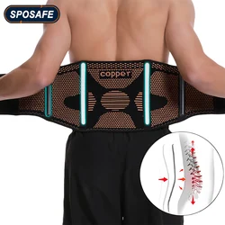 Waist Back Support Brace Adjustable Copper Lumbar Brace Compression Belt Fitness Waist Trainer Girdle for Men Women Unisex