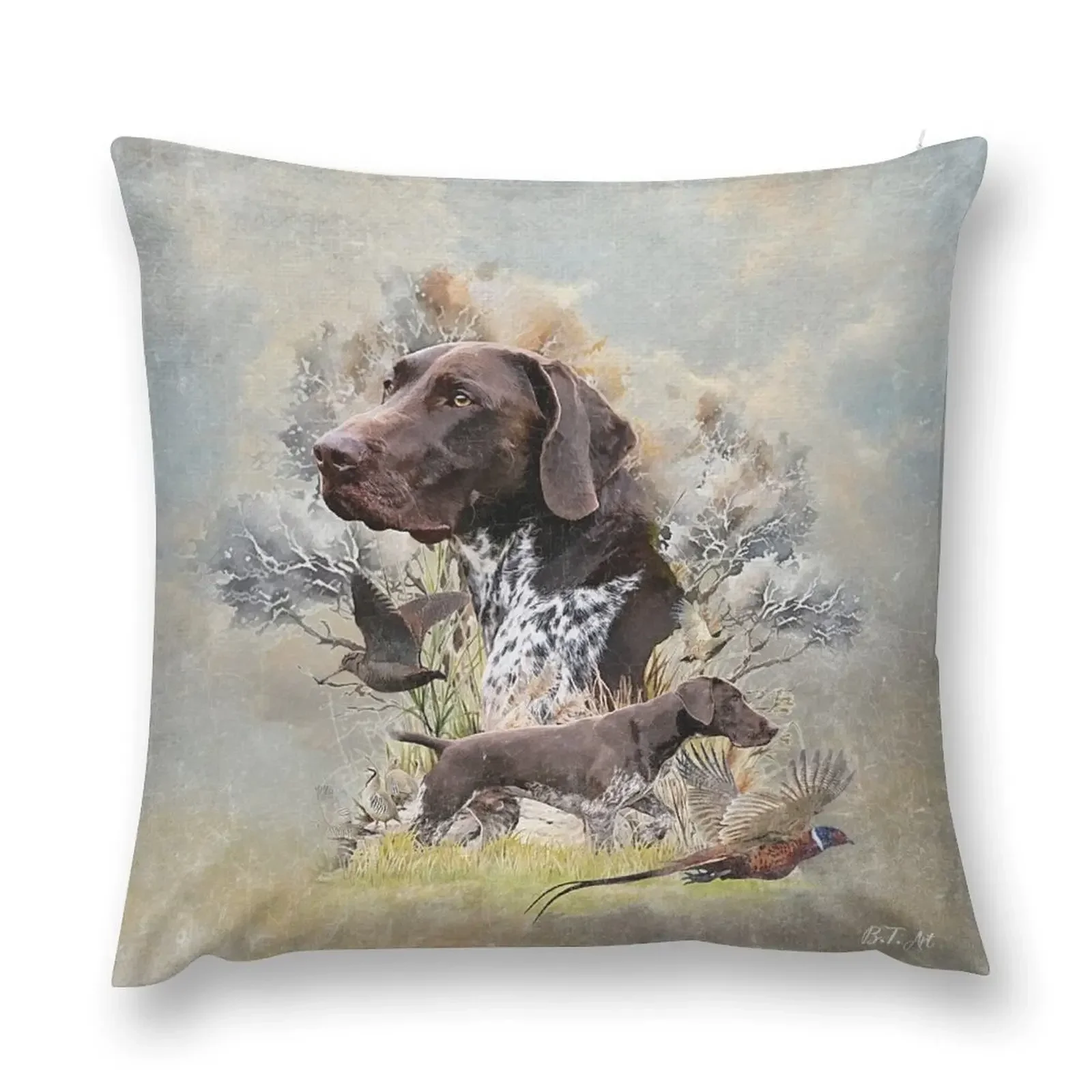 

Pheasant & woodcock Hunting with German Shorthaired Pointer Throw Pillow Sofa Cushion Decorative Sofa Cushions pillow