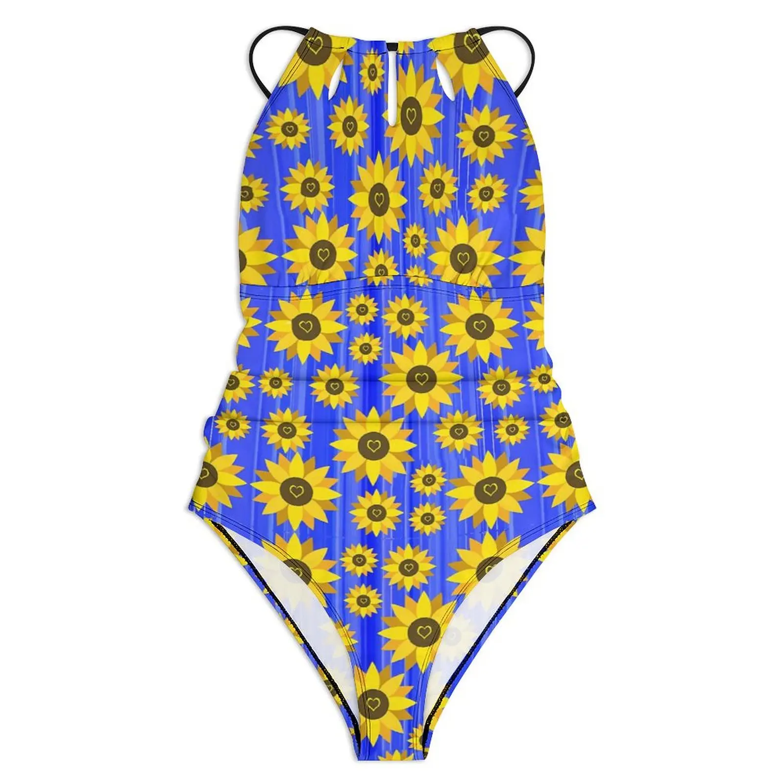 Sunflower Love Swimsuit Yellow Flower One Piece Swimwear Push Up Trend Monokini Sexy Surfing Graphic Beach Outfits