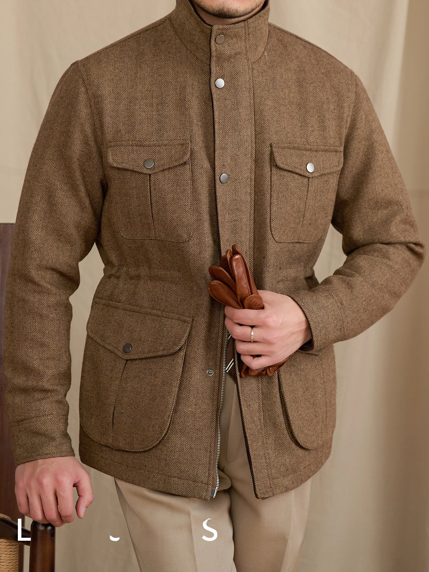 

Mr. Deer Tee Winter Thiened Wool Cotton Blend Jaet with Stand Collar Retro Sle Men's Faion Urban Commute Coat