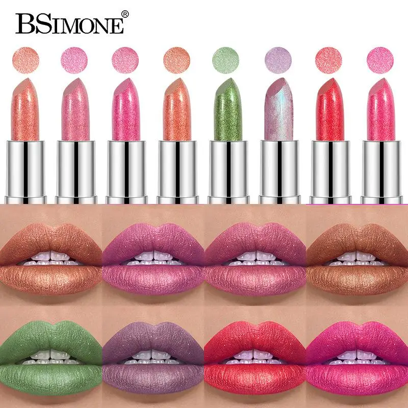 "BSIMONE Pearl Glitter Shimmer Lip Gloss, Moisturizing Lipstick, Long-Lasting Shine, Lip Glaze, Essential For Daily Makeup