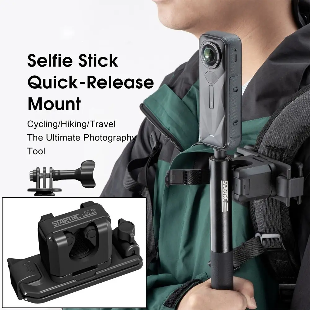 

Quick Release Selfie Stick Holster Adjustable 2-IN-1 Backpack Belt Camera Holder Stable Hands-free for Insta360/DJI