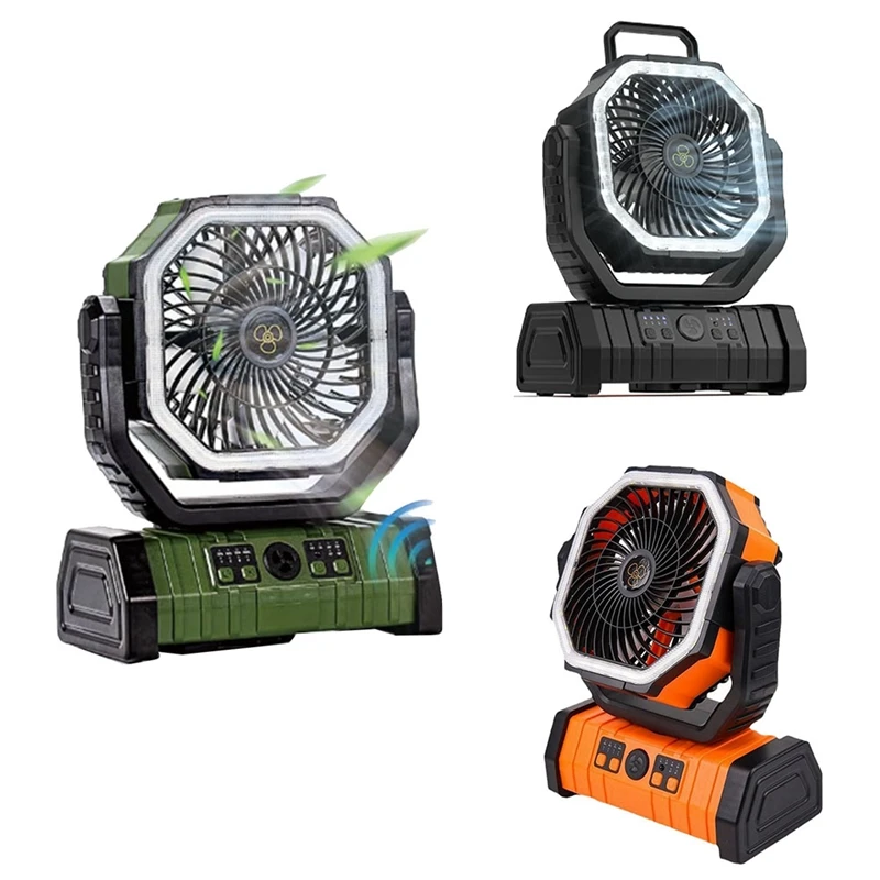 

ABNO-10000Mah Battery Fan Rechargeable With Hook&Bright LED Light Remote Control Timer Auto Oscillation Cordless Fan