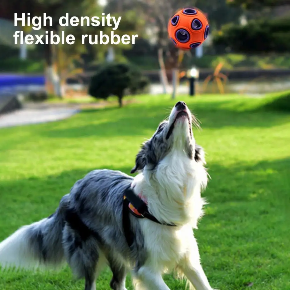 Resistant Dog Toy for Chewing Dog Toy with Light Ball Rubber Dog Balls with Bell Sound Squeaky Toy for Small Medium for Blind