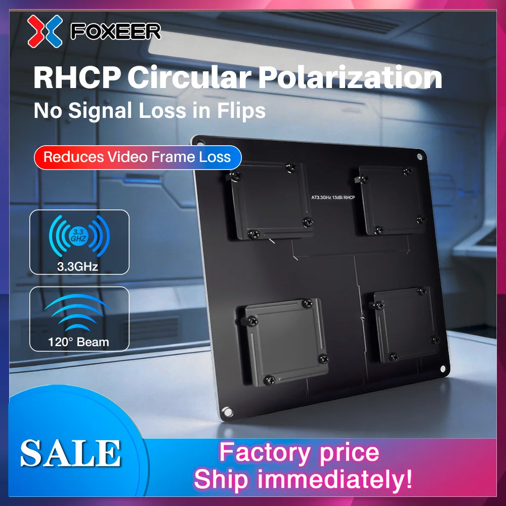 Foxeer 3.3G 13DBi RHCP Directional FPV Antenna High Efficiency SMA Connector 60 Degree Radiation Angle for Long Range Drone