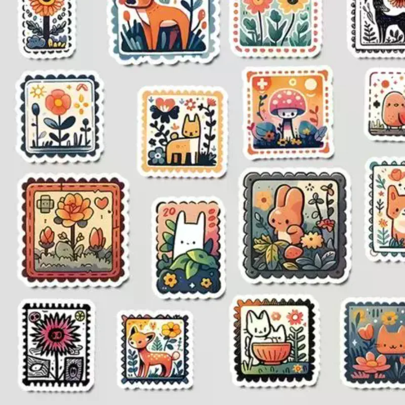 50 قطعة/المجموعة لطيف الحيوان ختم ملصقات الشارات الأمتعة المحمول دراجة نارية الهاتف ملصق مضاد للمياه ألعاب أطفال