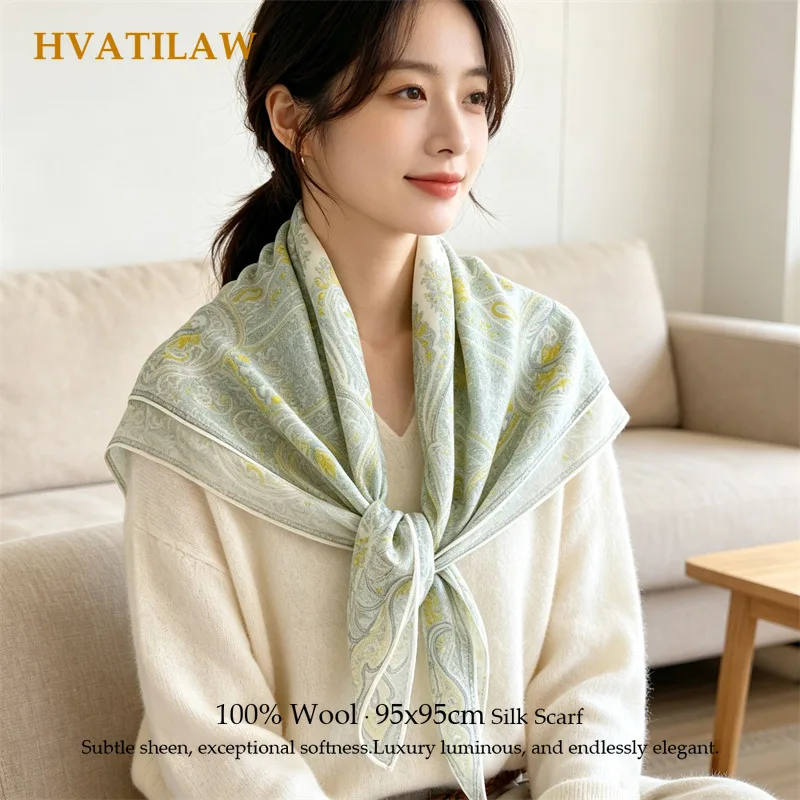 Luxury 100% Wool Scarf Lady Winter Warm Square Wrap Accessory Shoulder Cover Woolen Neckwear Large Pashmina Shawl Cold Weather