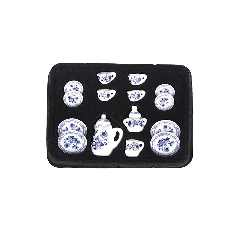 1Set 1:12 Dollhouse Miniature Porcelain Ceramic Tea Cup Set Tableware Kitchen Dollhouse Teapot DIY Toys