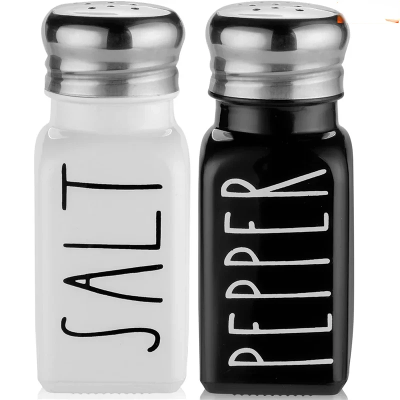

2pc Salt & Pepper Shakers, Condiment Storage Set, Modern Farmhouse Kitchen Decor