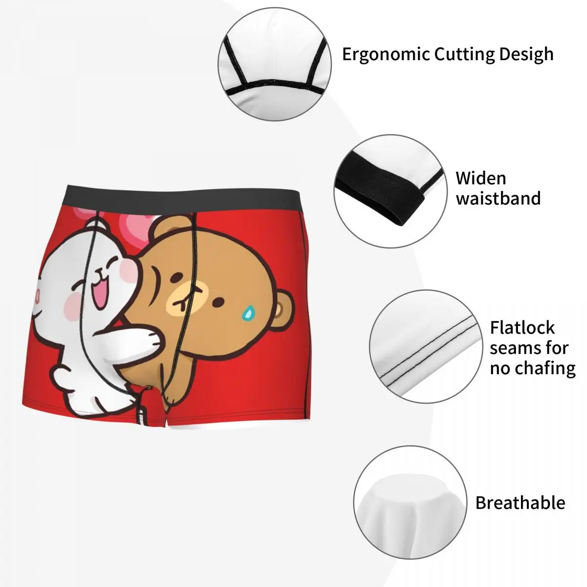 Milk And Mocha Underpants Breathbale Panties Male Underwear Print Shorts Boxer Briefs