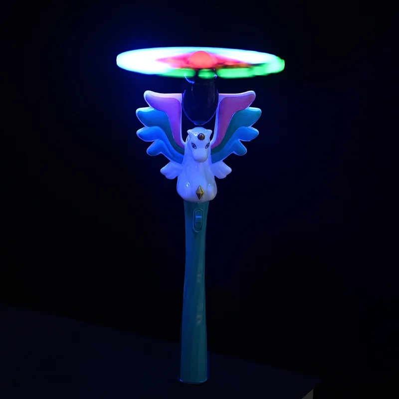 1Pcs Fun Windmill Kids Toys Electric Colorful Rotating Unicorn Windmill With Lights And Music Handheld Light-emitting Magic Wand