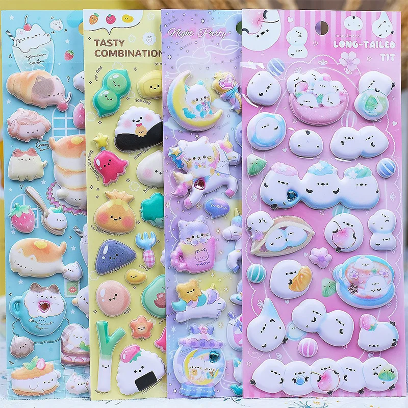 Japanese Style Sushi 3D Puffy Stickers Cute Cartoon Rice and Vegetable Roll Sticker Diy Scrapbook Anime Peripherals Friend Gift