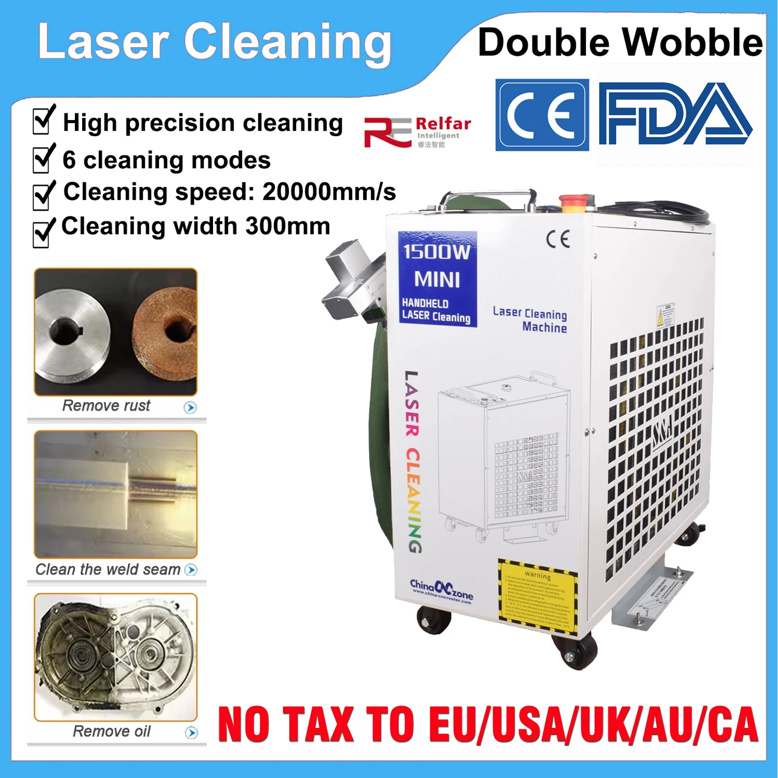 EU Ship Fiber Laser Cleaning Machine 1500W Handheld Laser Cleaning Rust Removal 1500W Rust Machine Water Cooling