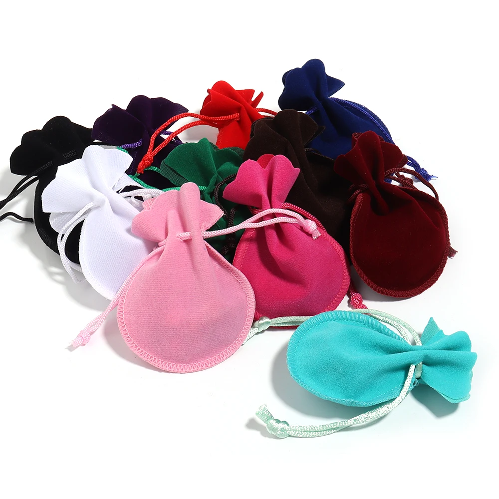 10pcs/lot Velvet Gifts Bags Colorful Gourd-Shaped Packaging Bags Drawstring Packing Bags For Wedding Party Present Jewelry