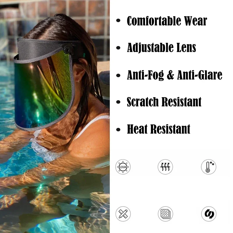 Rainbow Clear Summer Visors for Women Men Beach Unisex Cap Sunshade Face Cover Shield Anti-UV Solar Protection Breathable Hats