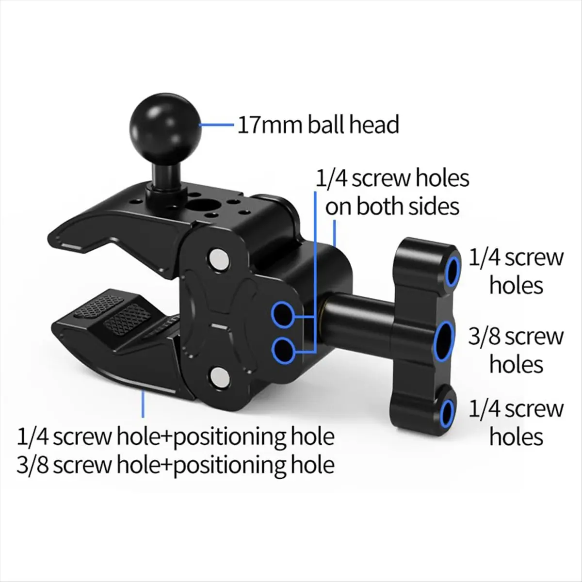 17mm Ball Head Universal Adjustment Photography Metal Crab Claw Multifunctional Strong Clamp Tripod Desktop Camera Stand