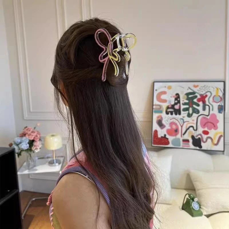 

[Y]Gradient Color Butterfly Hairpin Large Hollow Hair Claw Women Sweet Headwear