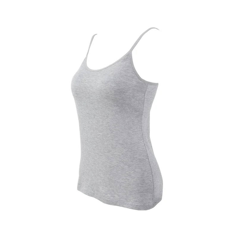 Lady Sexy Camisole Without Rims With Chest Pad Cotton Top Women Strap Sleeveless Thin Camisole Vest Top Simple Base Vest Tops