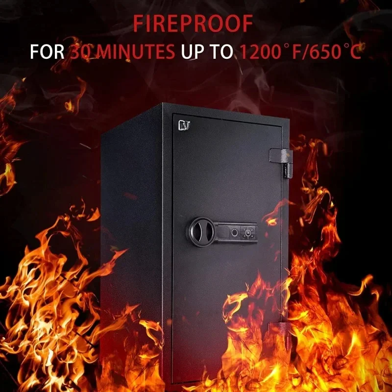 3.47 Cubic Feet Fireproof Safe, with Fingerprint, Large Steel Money Digital Lock for Home