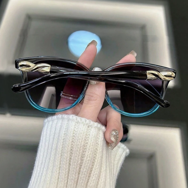 

1/2pcs Fashion Female Round Sunglasses Anti-UV Sun Glasses Gradient Design Simple Style Color Block Frame Eyeglasses UV400