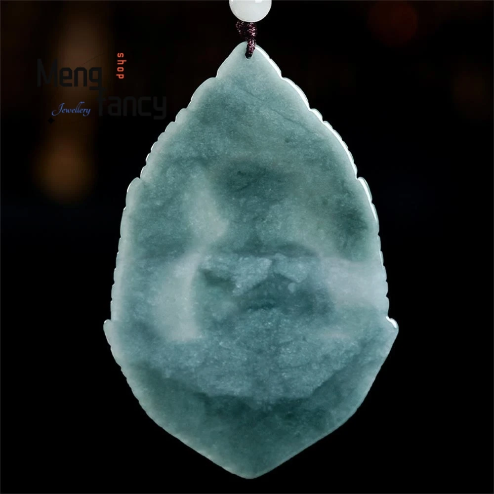 Authentic Natural A-grade Jadeite Blue Water Medicine Buddha Ice Seed Jade Pendant Exquisite Fashion Jewelry Couple Holiday Gift
