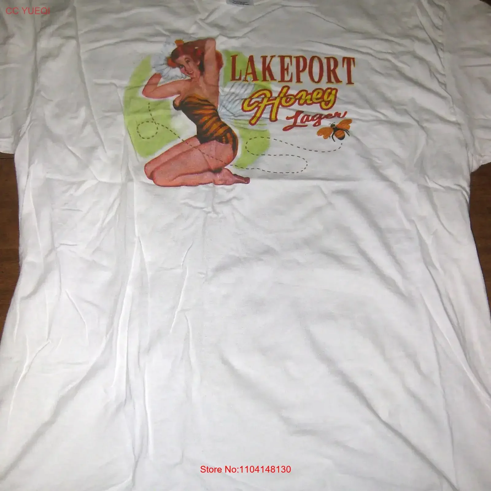 LAKEPORT HONEY LAGER pale beer T shirt XL Ontario CANADA sexy pin up retro OG vintage Washed Casual Soft designer clothes