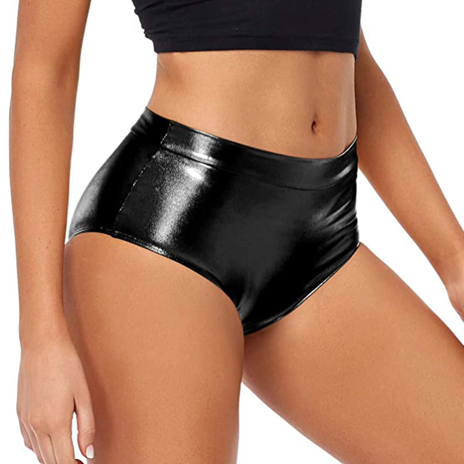 SPEERISE Women Mid Waist Metallic Shorts For Adults Ballet Performance Dance Bottoms Basic Booty Shorts Fitness Underpants Girls