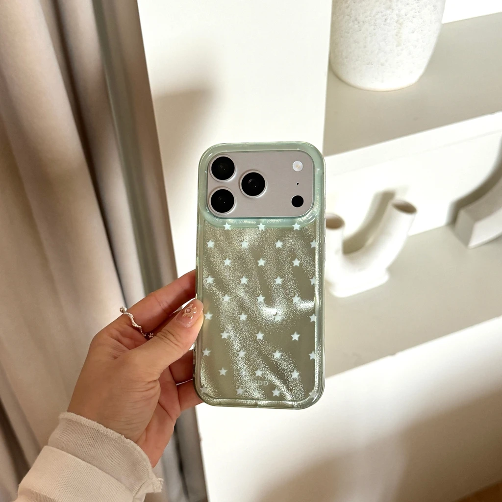 Frische Grüne Vollständig mit Sternen Bedruckte Dopamin Süße Mädchen Stoßfeste Schutzhülle für iPhone 18 17 16 15 14 Pro Max – Detail 4
