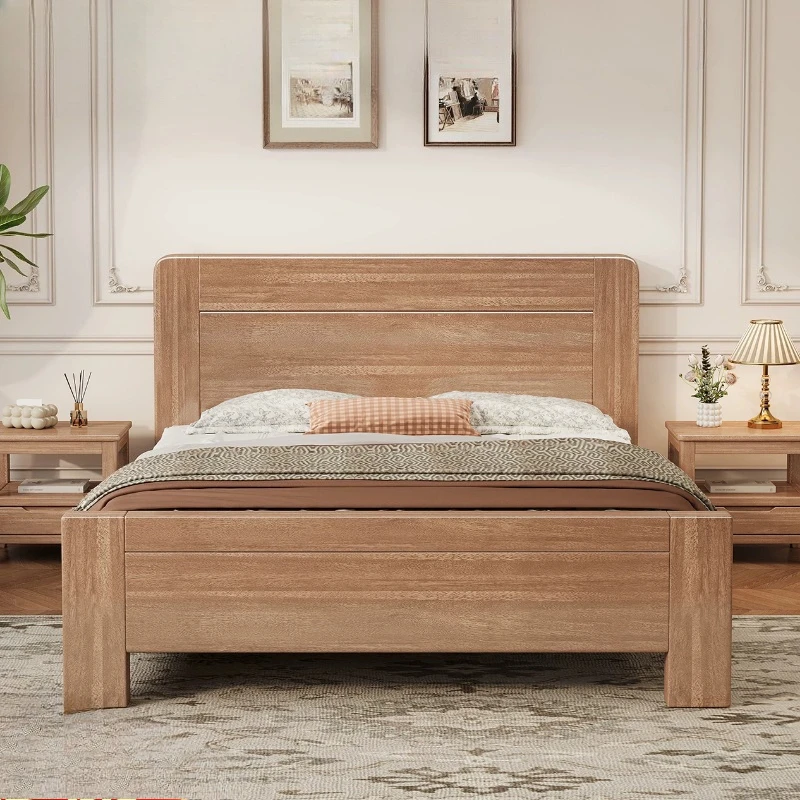 Wooden Single Bed Bedroom Luxury Sleeping Headboards Modern Double Queen Bed Design Simple Letto Matrimoniale Unique Furniture