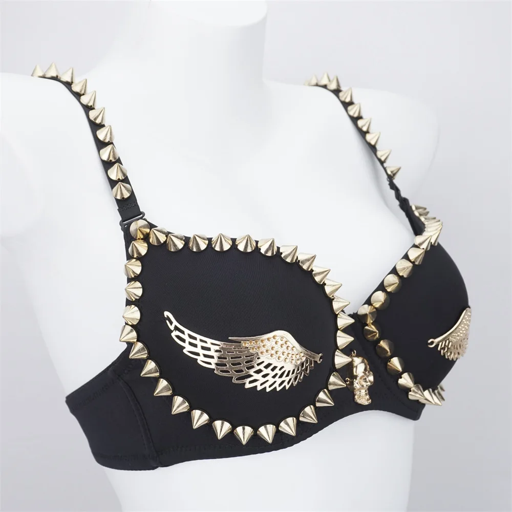 

Fashion Nightclub Sexy European and American Hot Wings Decorative Camisole Women's Style Retro Rivet Corset Fishbone