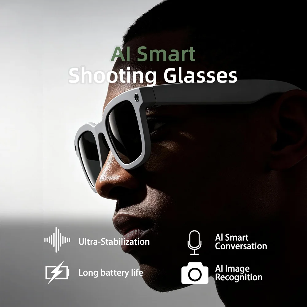 OEM ODM Custom Ultra Light 42g AI Smart Glasses 8MP Camera 1200P Video Software Anti Shake Open Ear Audio Glasses For Business
